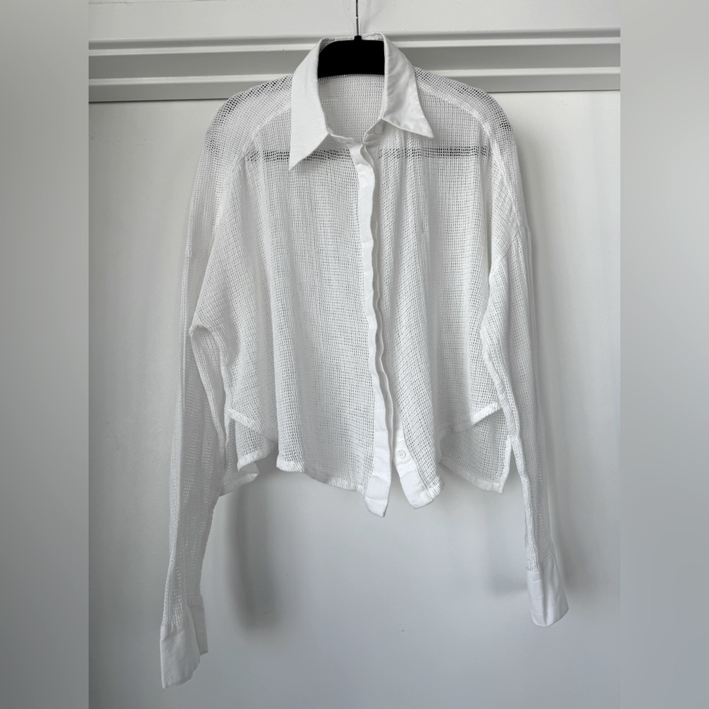 Osklen Buttoned Net Shirt | Sheer | Beach Club | Vacation - Picture 5 of 9
